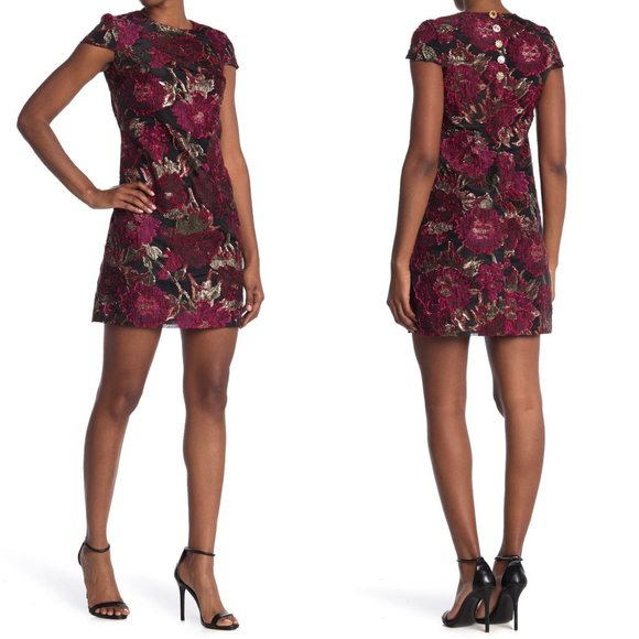 Sam Edelman Dresses & Skirts - Sam Edelman 8 Red Gold Brocade Mini Sheath Dress
